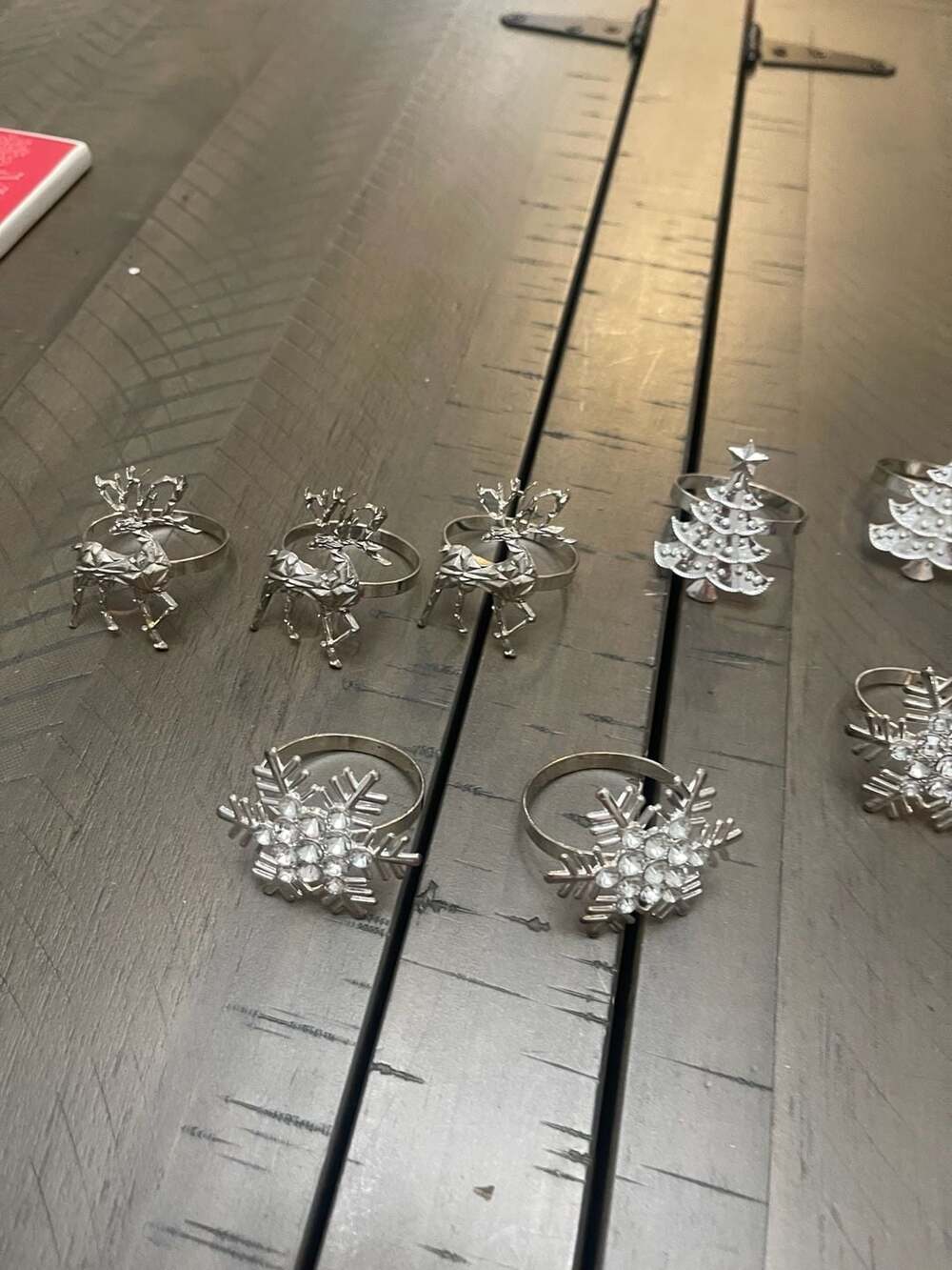 Christmas Napkin Rings Assorted Holiday Silver Tone Set of 9